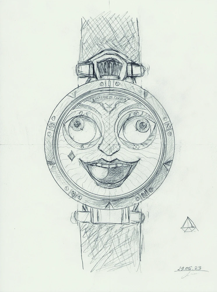 Sketch of the “Harley Quinn” watch