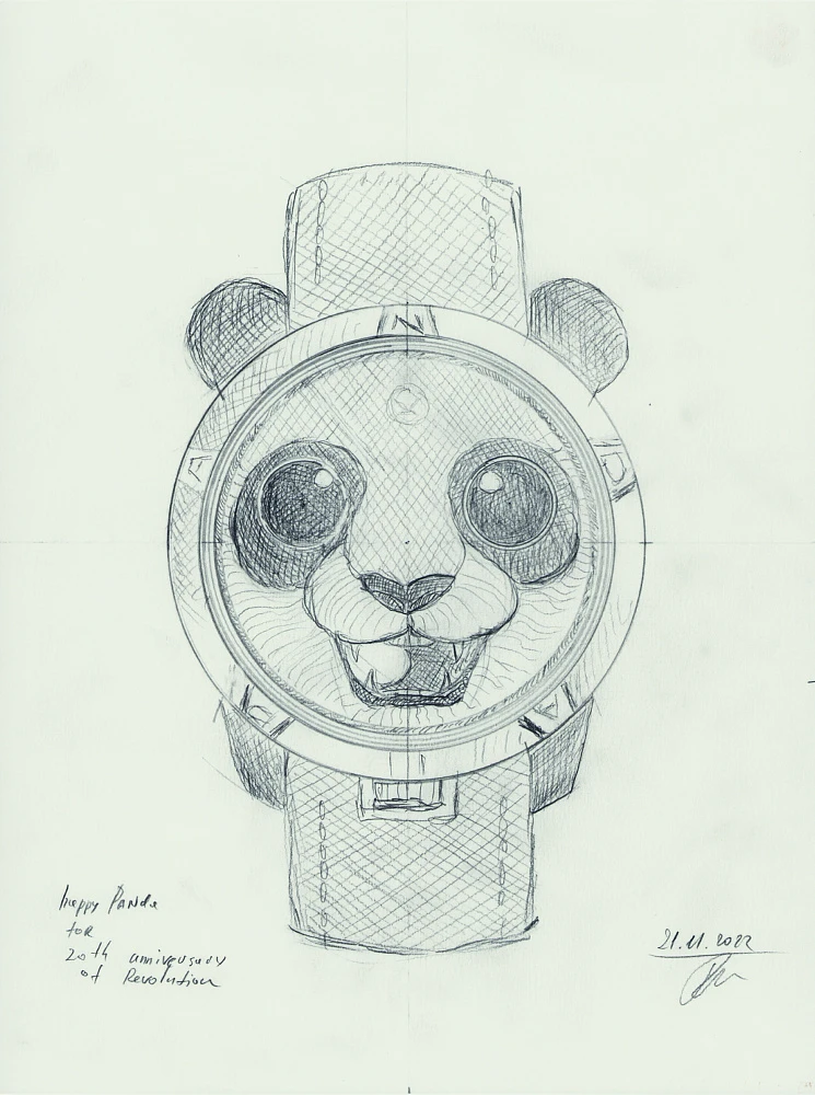 Sketch of the “Happy Panda” watch