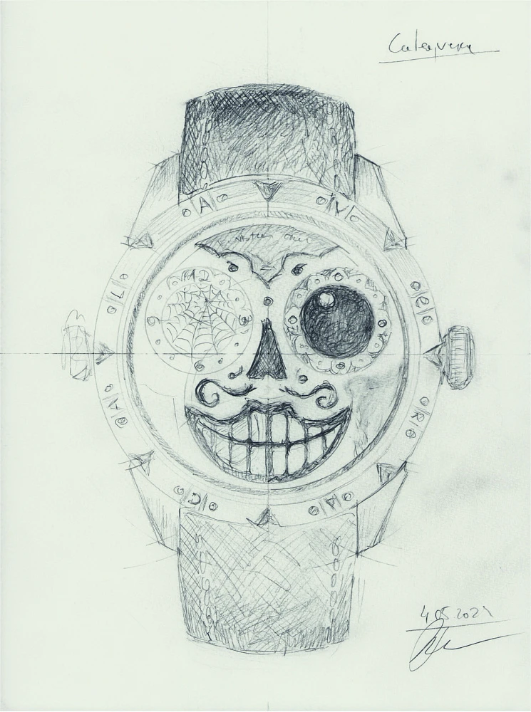 Sketch of the “Calavera” watch