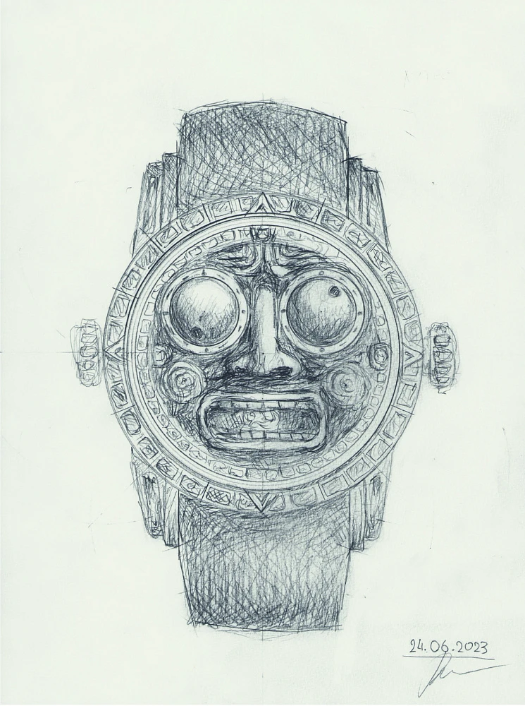 Sketch of the “Aztec” Watch