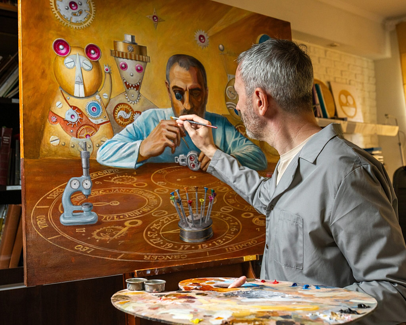 The artisan who makes luxury watches but also paintings. The new paintings at Dubai Watch Week 2025