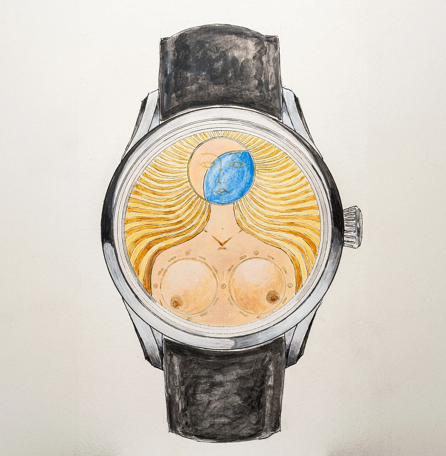The Venus watch sketch sold at a charity auction in support of the Pink Ribbon campaign