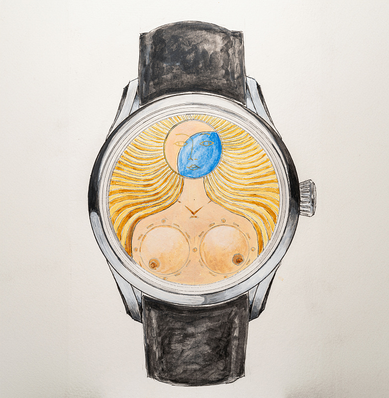 The Venus watch sketch sold at a charity auction in support of the Pink Ribbon campaign